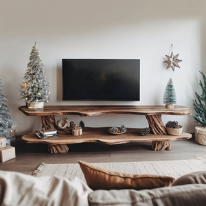 Modern Wooden Live Edge TV Console For Holiday Furniture Decor
