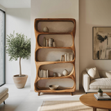 Handcrafted Bookshelf With Open Shelving Unit For Living Room