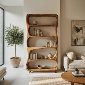 Handcrafted Bookshelf With Open Shelving Unit For Living Room
