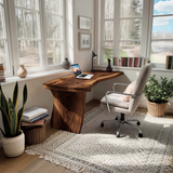 Farmhouse Wooden Live Edge Desk For Office And Study Room