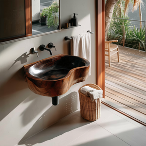 Mid Century Solid Wood Wash Basin For Elegant Bathroom Furniture Decor