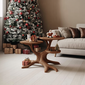 Handcrafted Round End Table For Living Room Holiday Furniture Decor