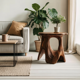 Modern Sculptural Carved Side Table For Living Room