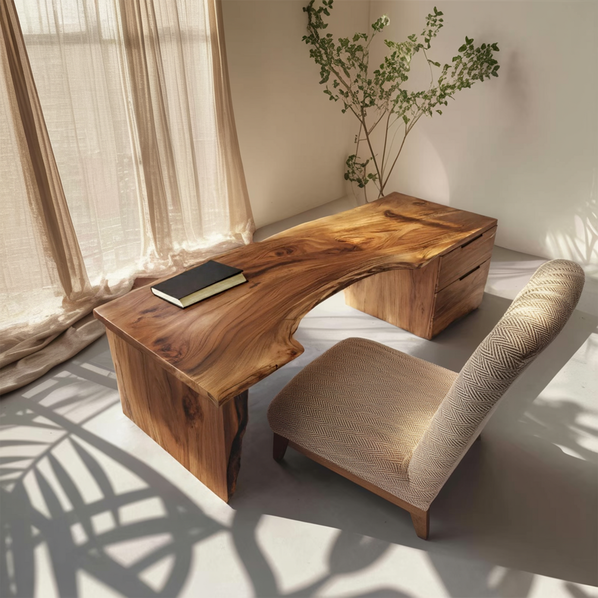 Organic Live Edge Desk For Office Or Studio Interior