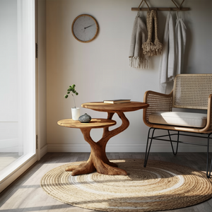 Rustic Round End Table For Living Room Decor