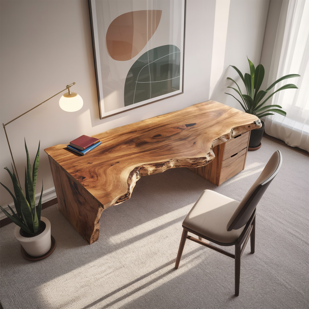 Handcrafted Live Edge Desk For Office Or Workspace