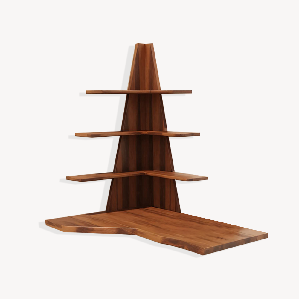 Modern Floating Corner Desk With Tree Shelves For Home Office And Apartment