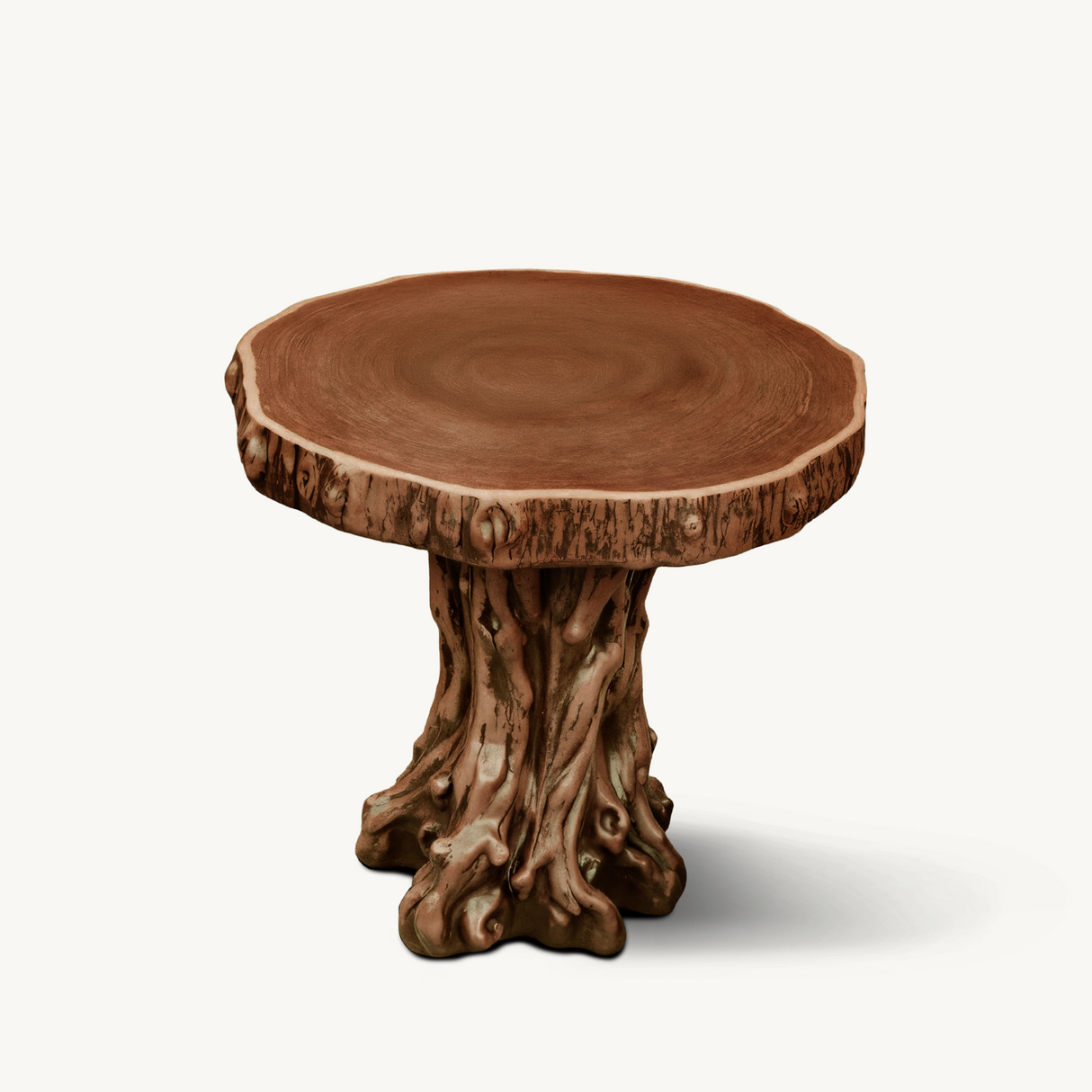 Rustic Tree Trunk Outdoor Table And Stump Seat For Garden And Patio