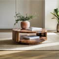 Modern Round Coffee Table With Shelf For Living Room And Lounge