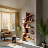 Artistic Wooden Bookshelf For Japandi Modern Interior