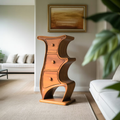 Modern Sculptural Wood Cabinet 3 Drawer Chest For Bedroom Or Living Room