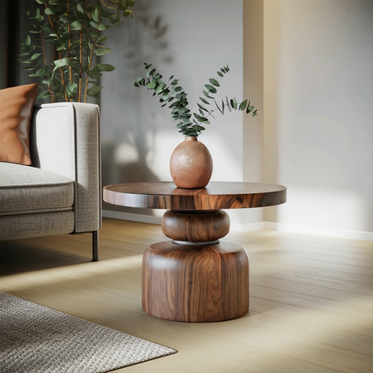 Zen Sculptural Side Table Japandi Accent For Entryway And Tea Room
