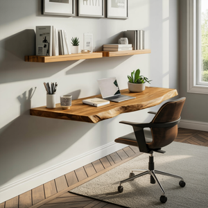 Minimalist Floating Live Edge Desk For Home Office