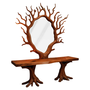 Artistic Tree Shaped Mirror And Console Table For Entryway