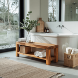 Minimalist Shower Bench With Storage Shelf For Bathroom