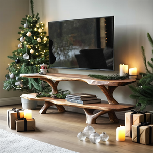 Modern Wooden Live Edge TV Console For Christmas Entryway Furniture