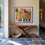Modern Sculptural Console Table With Twisted Base For Living Room