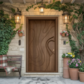 Modern Sculpted Door With Abstract Carving For Entryway And Contemporary Exterior