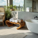 Modern Organic Curved Shower Bench Sculptural For Bathroom