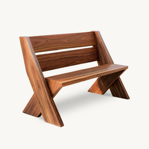 Modern Outdoor Bench With Angled Legs For Garden Patio And Backyard