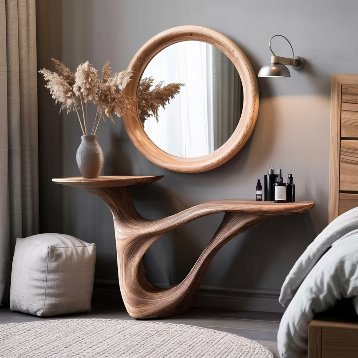 Mid Century Solid Wood Vanity For Furniture Decor Space