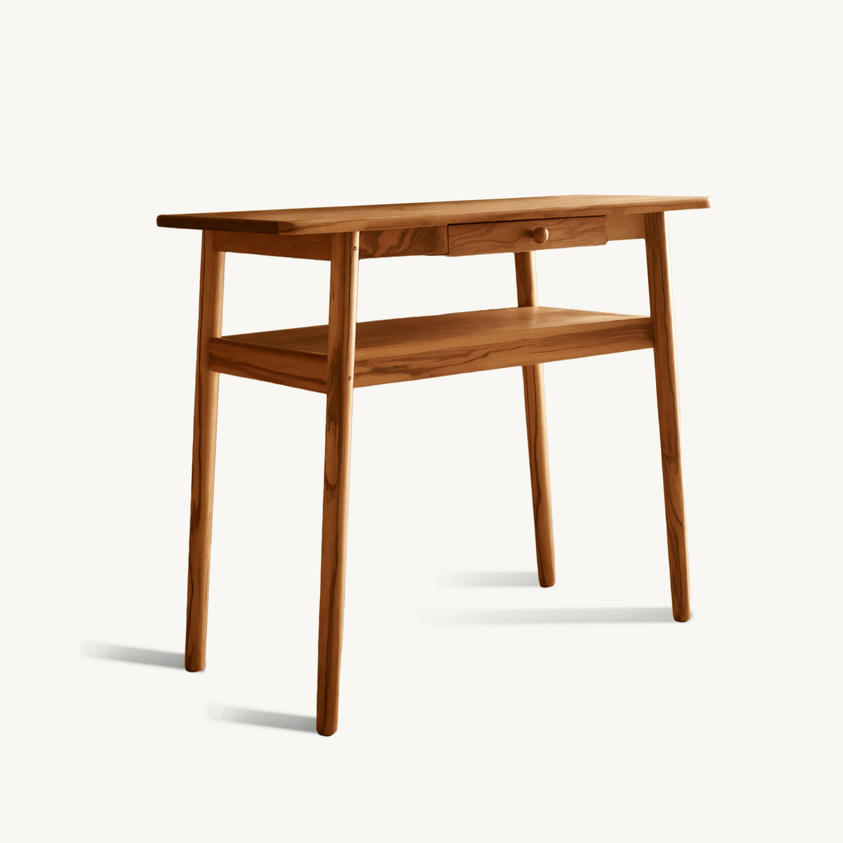 Modern Minimalist Wood Writing Desk With Drawer For Home Office Or Entryway