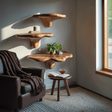 Farmhouse Live Edge Mushroom Shelf For Natural Furniture Decor Style