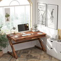 Modern Z Leg Wooden Writing Desk With Drawers For Home Office Or Studio
