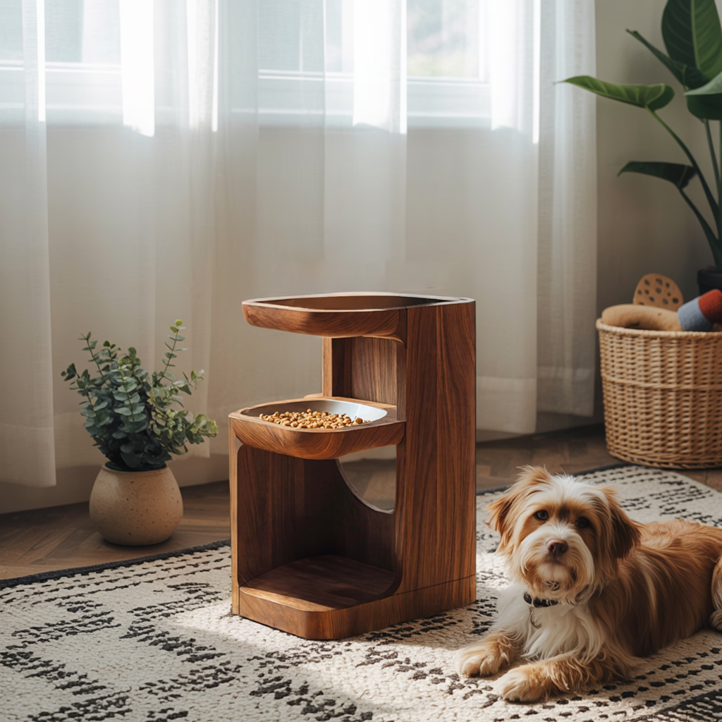 Farmhouse Wooden Dog Bowl Holder For Pet Feeding