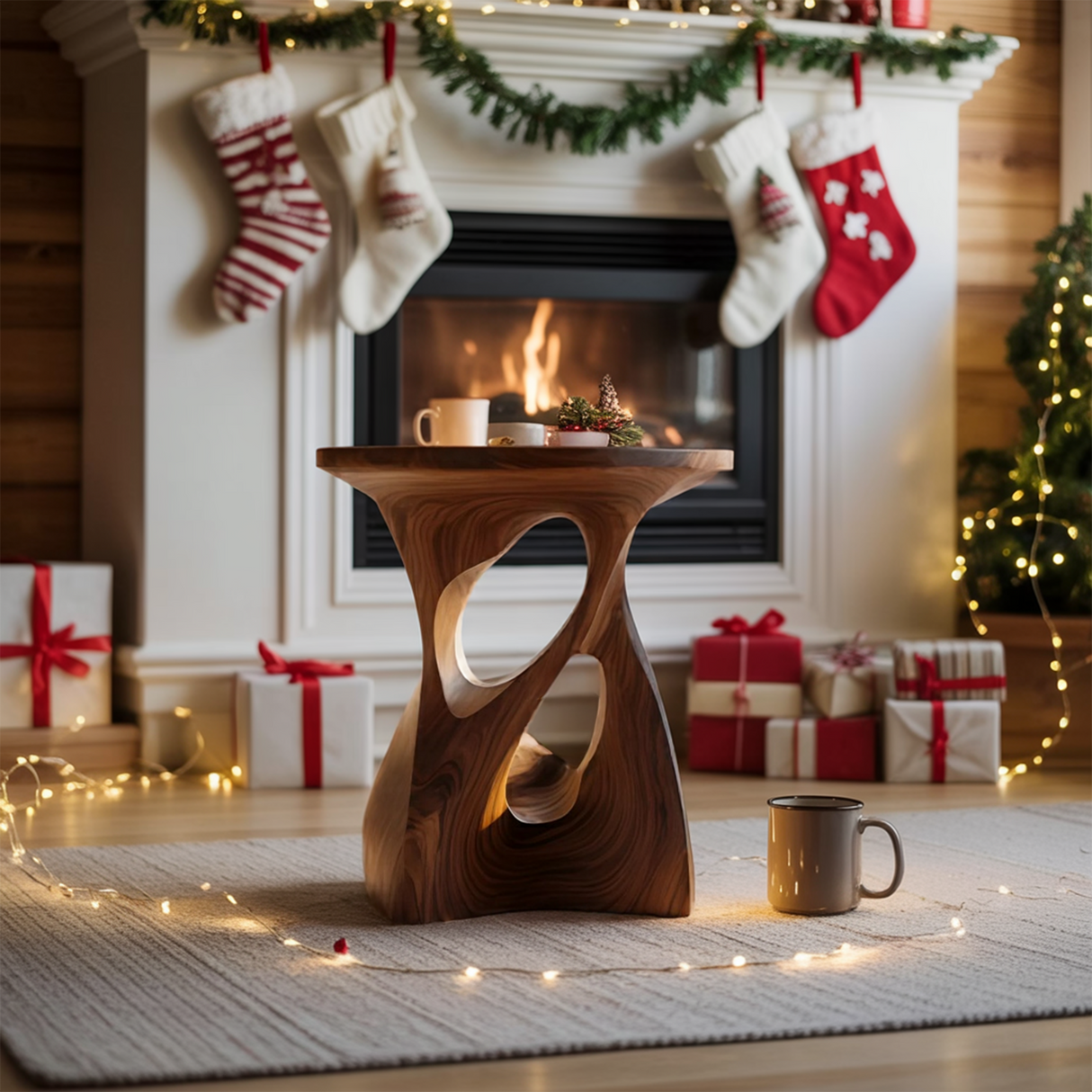 Sculptural Curved Side Table For Holiday Decoration