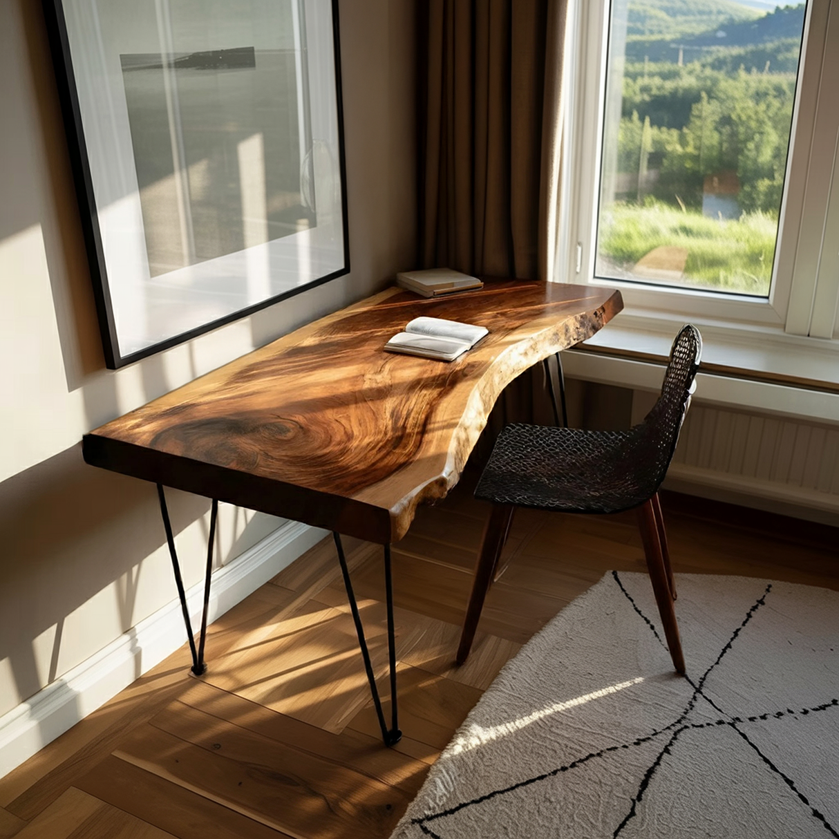 Handcrafted Live Edge Desk For Living Room Style