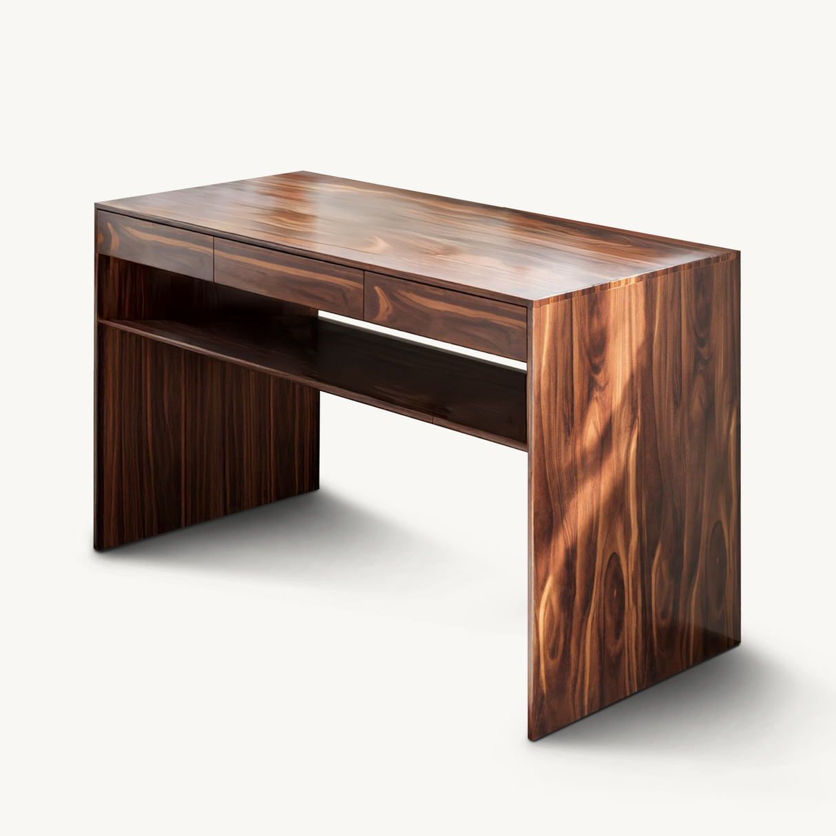 Mid Century Modern Solid Wood Writing Desk With Drawers For Home Office