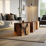 Farmhouse Wooden Cube Table For Modern Furniture Design