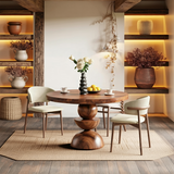 Modern Round Dining Table With Geometric Base For Kitchen And Dining Room