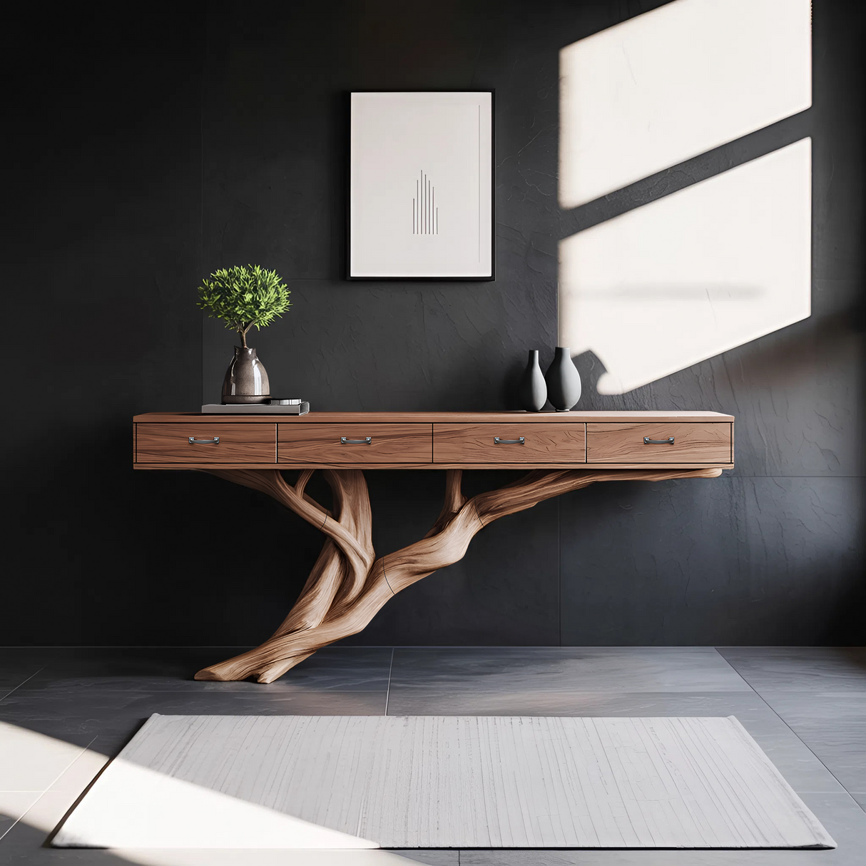 Mid Century Wooden Console Table For Living Room Contemporary Accent