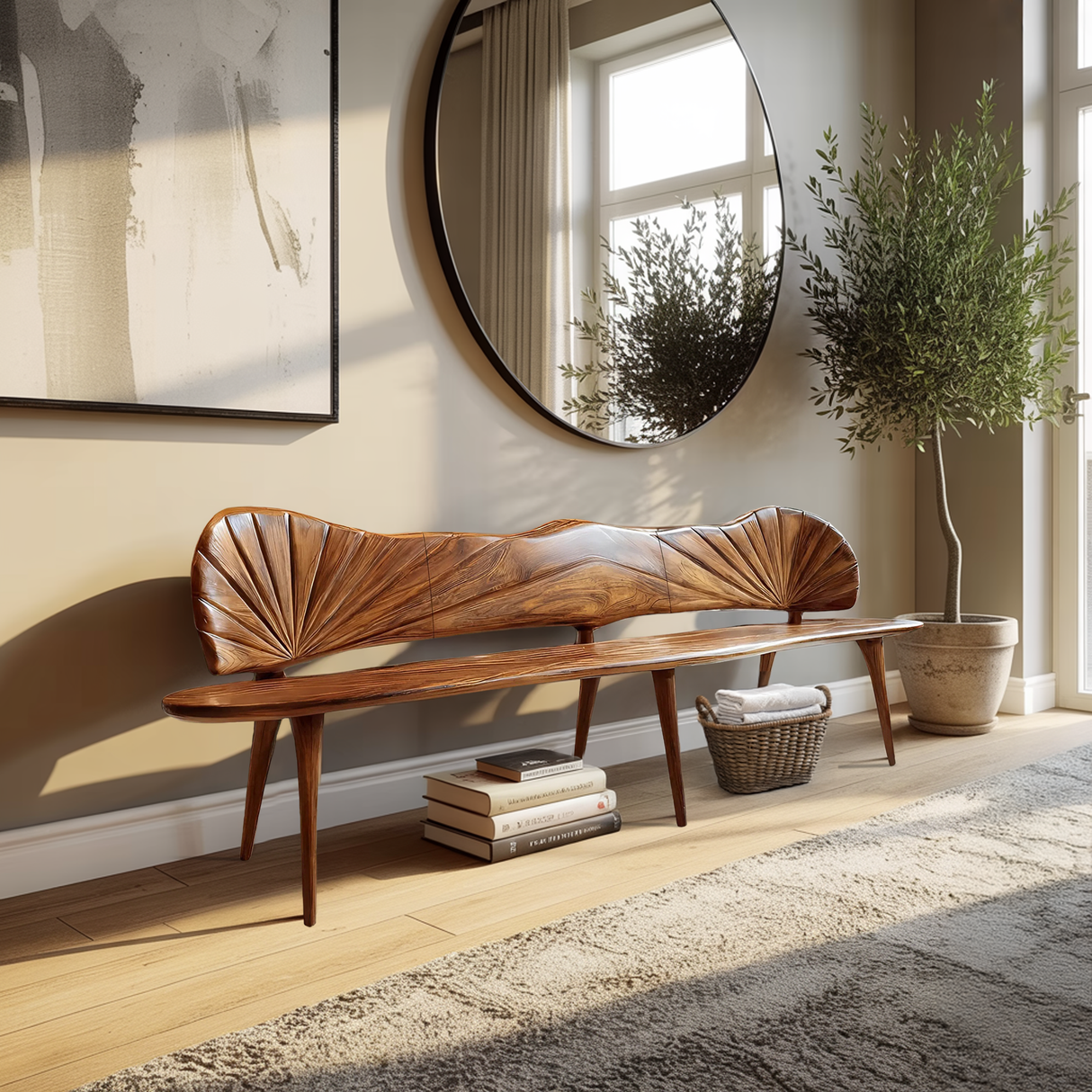 Rustic Wooden Entryway Bench For Hallway And Foyer