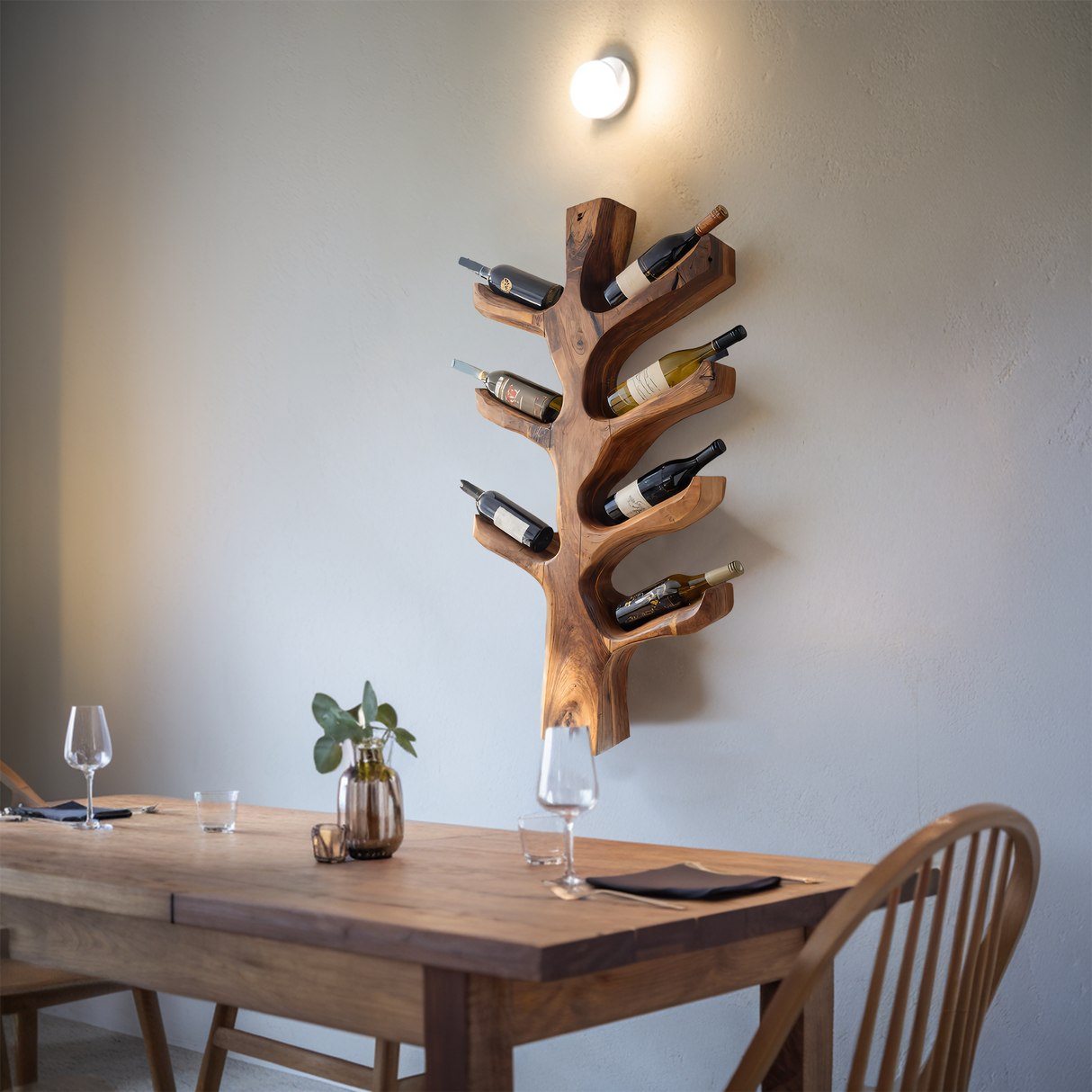 Modern Sculptural Tree Branch Wine Holder For Kitchen Decor