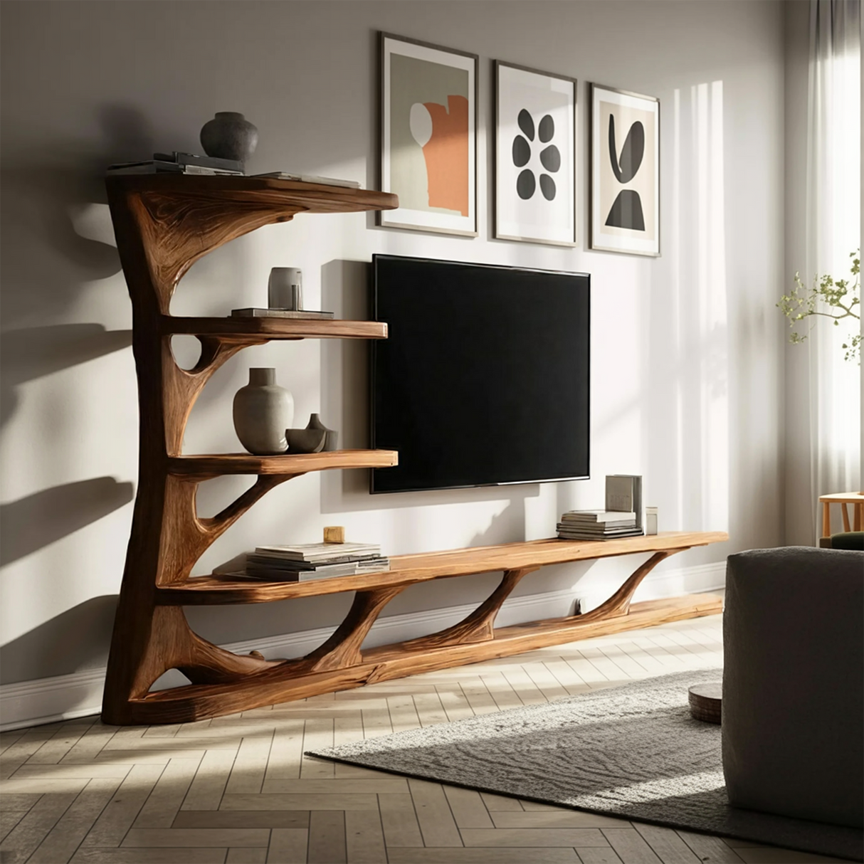 Modern TV Console With Branch Design For Living Room