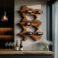 Rustic Solid Wood Live Edge Wine Rack For Entryway