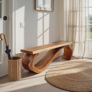 Modern Sculptural Bench For Entryway Or Living Room Decor