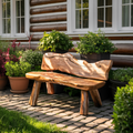 Rustic Live Edge Garden Bench For Patio Backyard And Forest Cabin