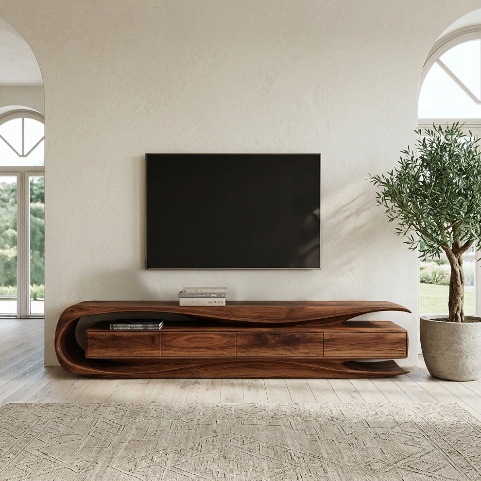 Modern Organic TV Console For Living Room Interior