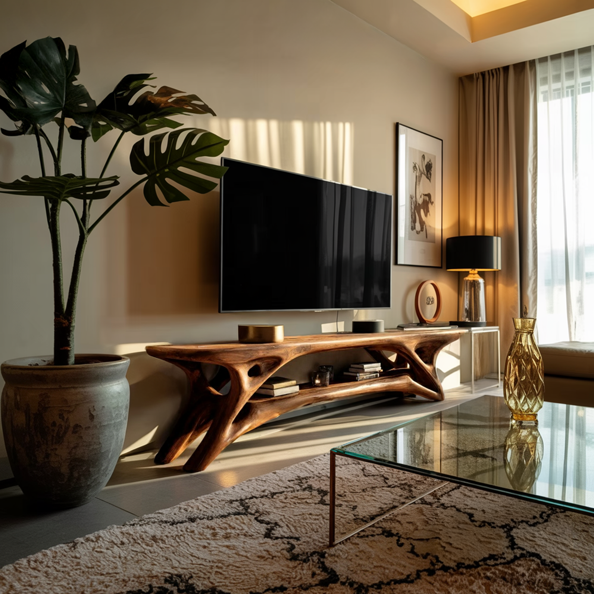 Elegant Curved  TV Cabinet For Contemporary Home Decor