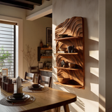 Rustic Handcrafted Wooden Wall Rack For Entryway Storage Display
