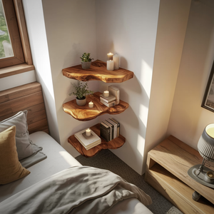 Modern Solid Wood Corner Shelf For Entryway Design And Display