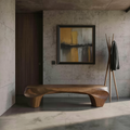 Modern Sculptural Bench And Wall Mirror For Entryway