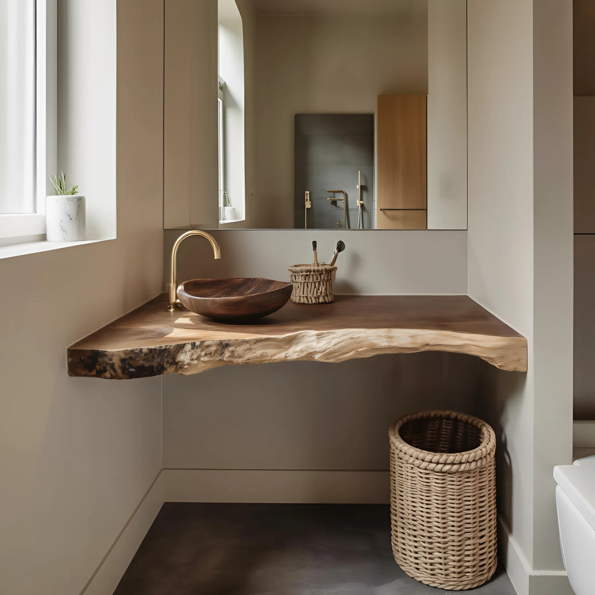 Solid Wood Floating Vanity For Farmhouse Bathroom