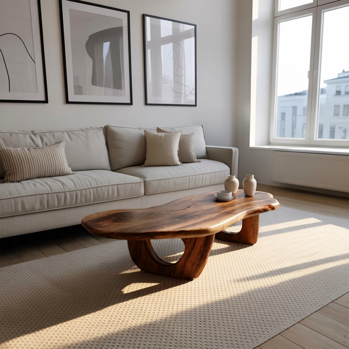 Mid Century Live Edge Coffee Table Solid Wood Furniture Decor