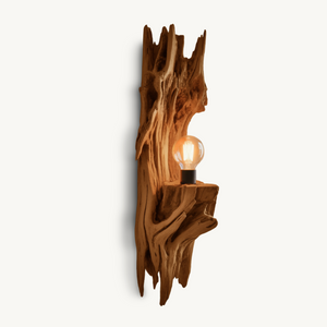 Rustic Driftwood Wall Lamp With Sculpted Form For Bedroom Or Living Room