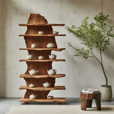 Rustic Solid Wood Standing Shelf For Entryway Design Ideas
